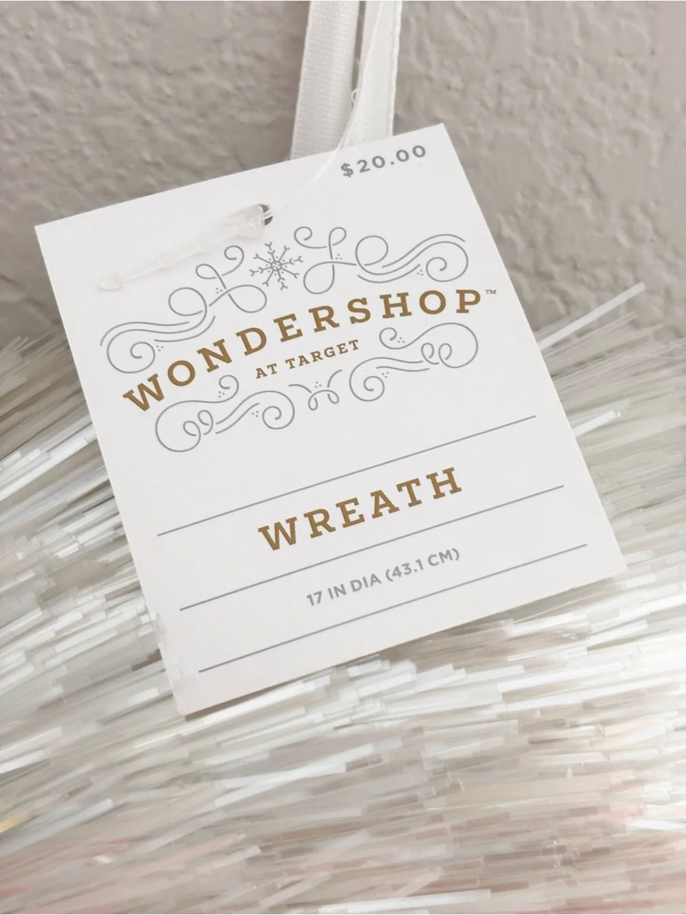 WONDERSHOP Iridescent Pearl Tinsel Wreath NWT